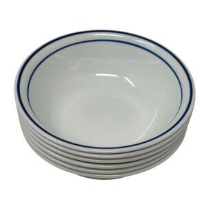 Corelle Country Hearts Blue Rim Soup Cereal Bowls 6.25" Set of 6 Vintage USA